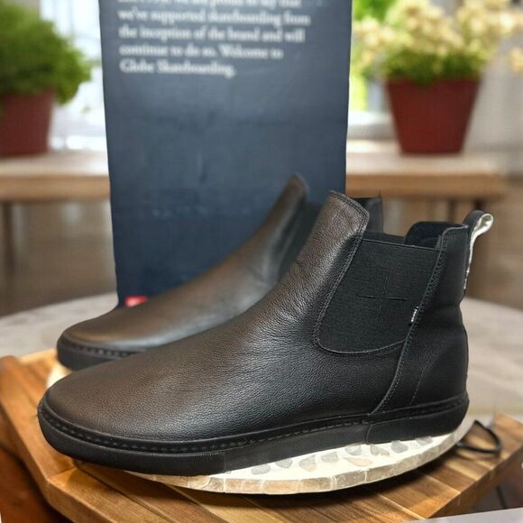 Globe Dover II Black Wasted Talent Leather Chelsea Skate Boots Mens 14 US EUR 48
